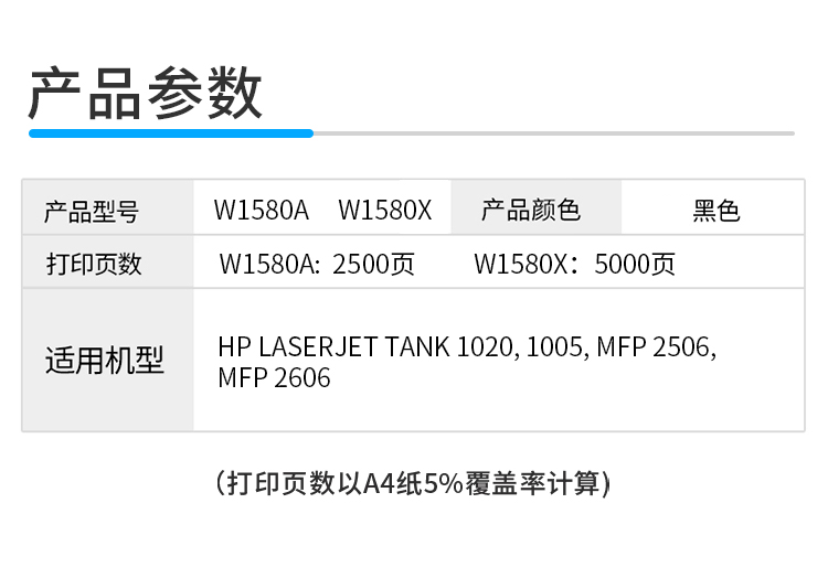 原装惠普158a粉盒HP158x墨盒Tank1020 1005 2506 2606 W1580X硒鼓 - 图1