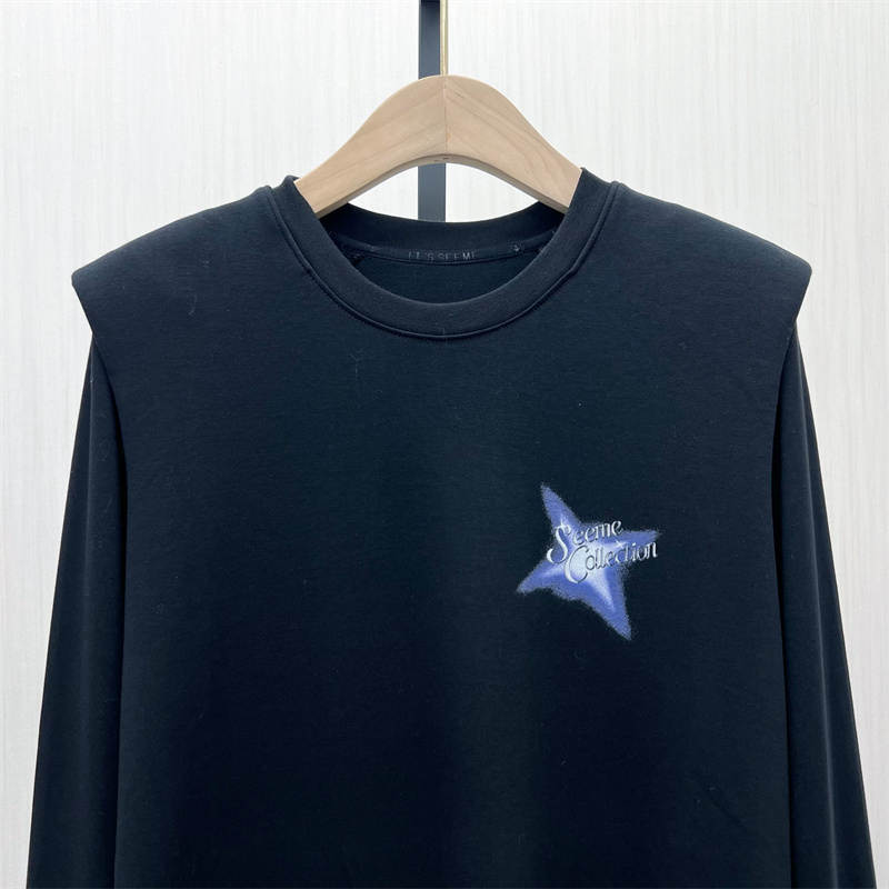 S●2025冬季新品 长袖印花t恤女中长款宽松休闲慵懒风打底上衣886 - 图1