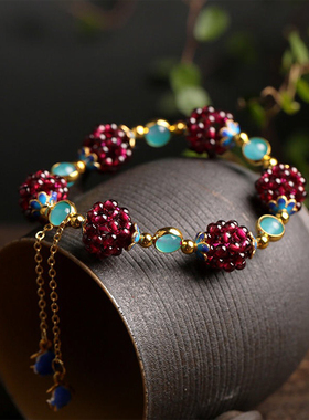 精美正品天然石榴石手链 经红色石榴石四季平安手链 天河石手链女