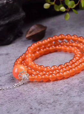 红玛瑙多层橘黄色百搭水晶手链
