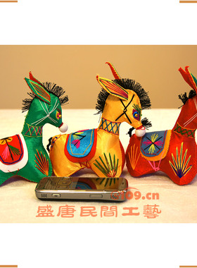 绸布面小驴驴陕西民间纯手工制作田园风格摆件出国礼品中国风格