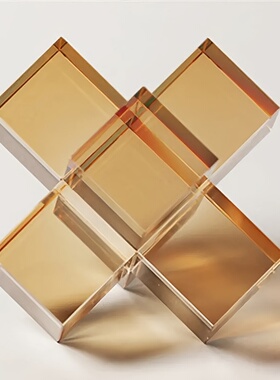 HEDU轻奢几何十字水晶立体书镇摆件现代样板间书房桌面软装饰品