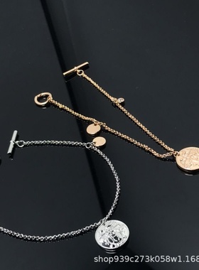 热销新款圆牌硬币项链女 时尚百搭轻奢小众设计感厂家直销批发