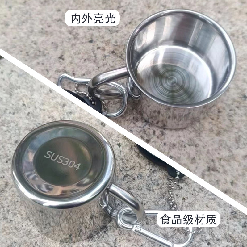 迷你不锈钢杯子户外带盖子双层防烫精致野营杯食品级小茶杯酒杯,淘宝优惠券,粉丝福利购,淘宝优惠卷