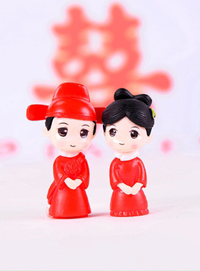 复古男女PVC公仔车载微景观摆件