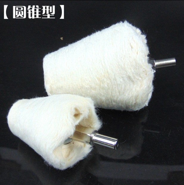 Fabric wheel with handle, metal mirror polishing wheel, stainless steel polishing and waxing, pure cotton white cloth wheel, velvet cloth grinding head handle 6MM