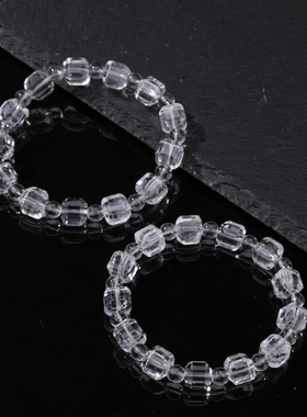 天然方糖白水晶手链2025单圈切面