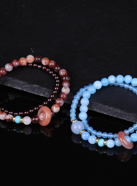 天然草莓晶黄水晶双圈手串精致送