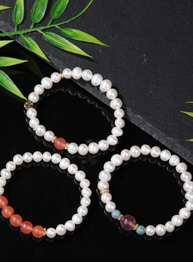 天然草莓晶南红天然珍珠手串