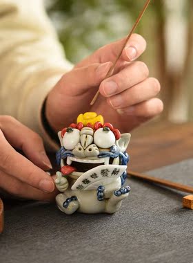 指谁谁发财貔貅陶瓷摆件线香插