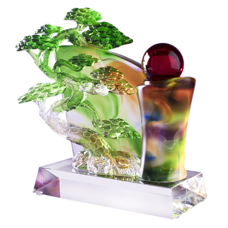 琉璃常青树工艺品基业中国特色礼品送老外招财手工摆件家居饰品