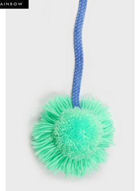 GLEE RAINBOW薄荷绿手工编织毛线球立体太阳花朵胸花项链