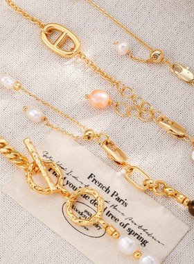 天然淡水珍珠手链轻奢高级感饰品不掉色叠戴不规则巴洛克串珠手链