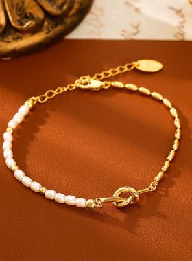 绳结珍珠吊坠项链锁骨链高级感拼接手链不规则耳钉耳坠耳环饰品女