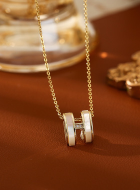 小香风字母H吊坠项链锁骨链镶钻镀金银针耳钉气质高级感耳环饰品