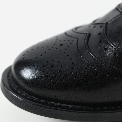 ED08048  经典英伦风水洗马皮系带布洛克雕花圆头小皮鞋德比鞋 - 图2