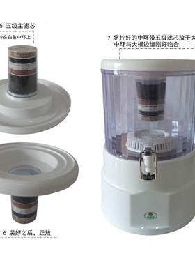 悦莱泉矿泉壶21升净水壶专用南方版大五级主滤芯大口径五级主滤芯