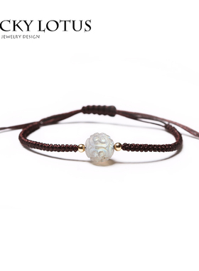 luckylotus珠宝首饰灰回纹珠编织