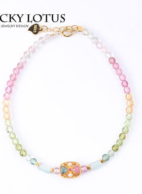 女天然碧玺古法银ins女手串手链