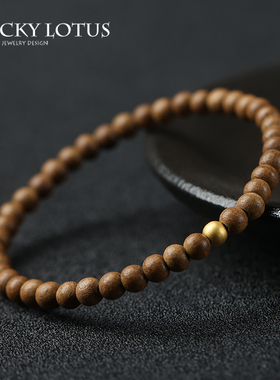 luckylotus女款沉香足金简约手链