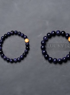 luckylotus蓝砂石手链女星空金箔