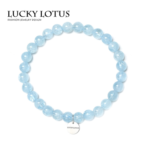 LUCKYLOTUS珠宝首饰巴西海蓝宝男女情侣手链自信净化转运增近沟通