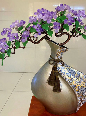 紫水晶发财树居家招财摆件装饰品