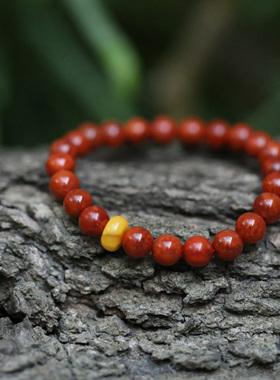 光晷川料满肉火焰纹南红玛瑙蜜蜡