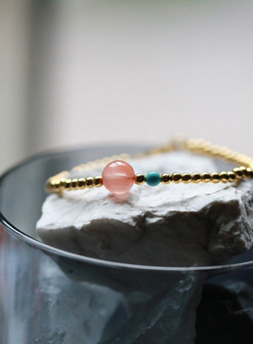 9k圆珠细手链樱桃红南红