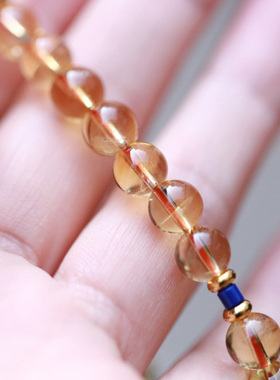 闻喜丨天然黄水晶包金葫芦吊坠手串 6.8mm