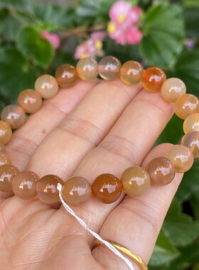 天然原矿冰透蜜糖玛瑙手串链女款