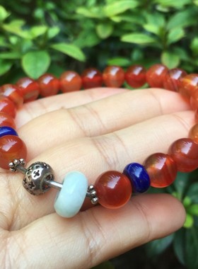 天然冰透红玛瑙手串女款手边百搭