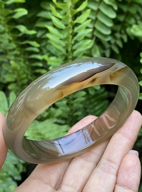 无烧俏色水草玛瑙手镯加厚女款62