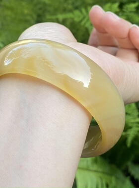 天然原矿黄玉髓手镯加宽加厚大码