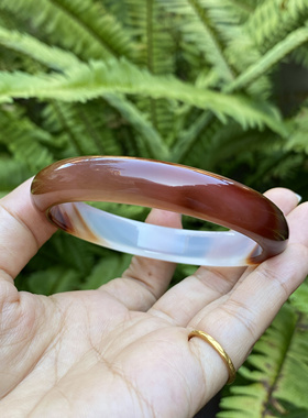 精品巴西纯天然枣红色条纹手镯