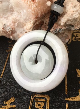 天然翡翠子母平安扣吊坠复古挂件