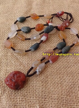 原矿阿拉善玛瑙项链毛衣链复古女