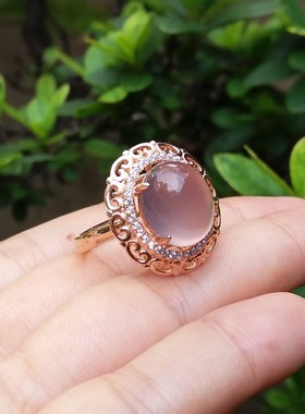 925银镶嵌紫玉髓玫瑰金复古戒指