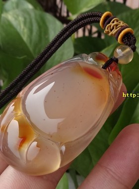纯天然无烧玉髓俏色玛瑙吊坠
