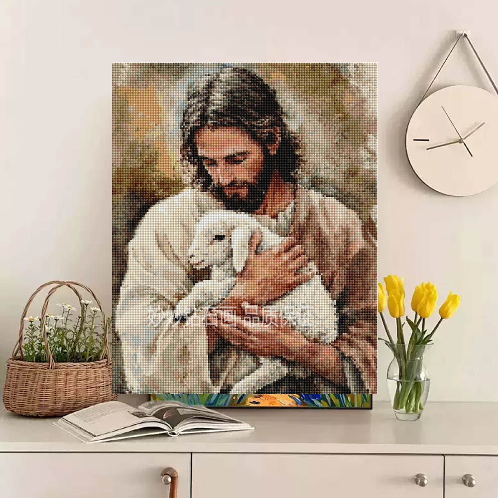 Jesus钻石画牧羊人宗教人物教堂客厅挂画十字绣成人DIY手工砖石画,淘宝优惠券,粉丝福利购,淘宝优惠卷