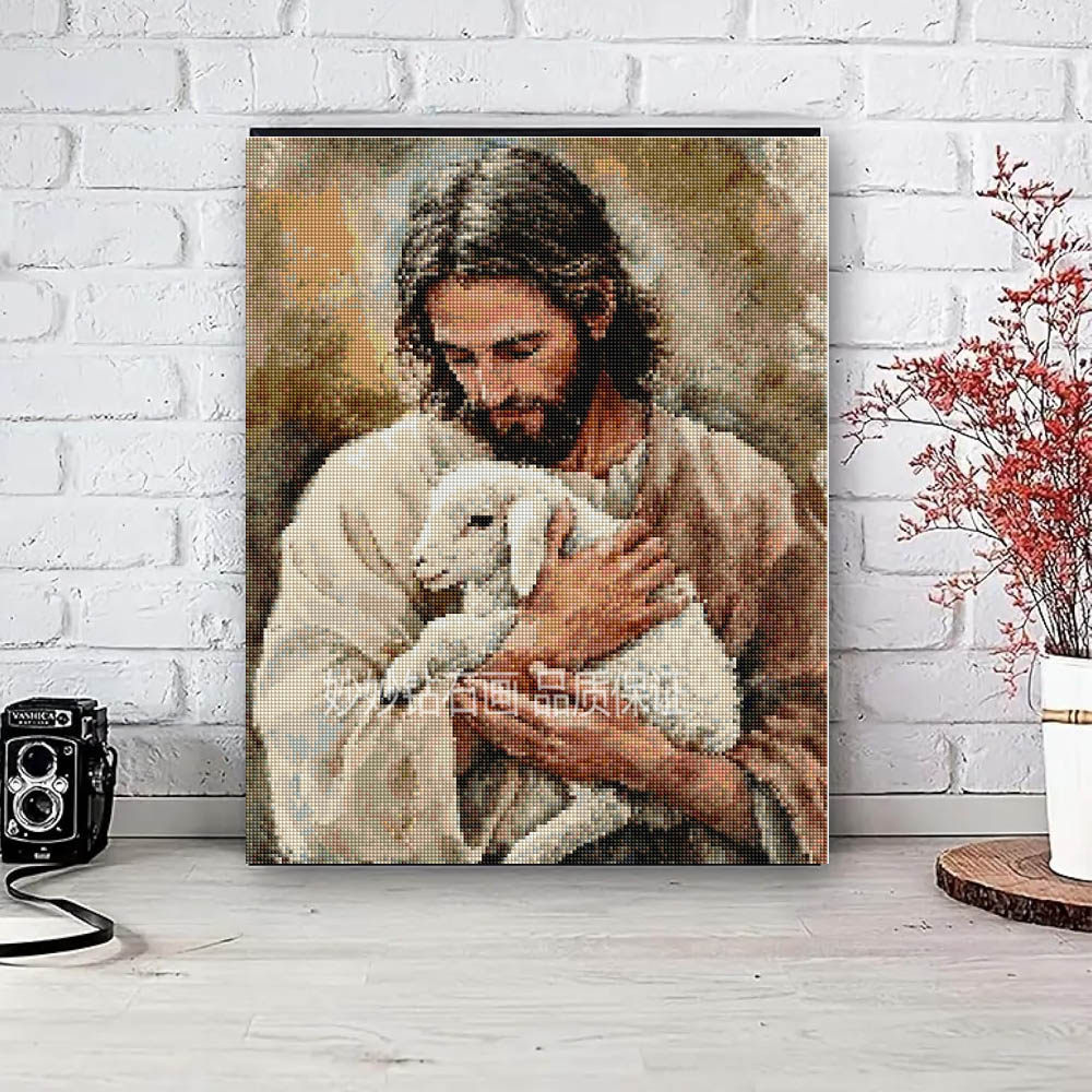 Jesus钻石画牧羊人宗教人物教堂客厅挂画十字绣成人DIY手工砖石画,淘宝优惠券,粉丝福利购,淘宝优惠卷