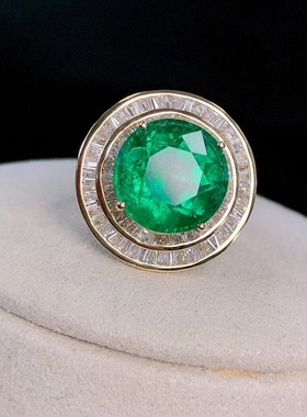 回收总37.58ct微油祖母绿戒指项链耳坠套装 18K金 总重50.59 克