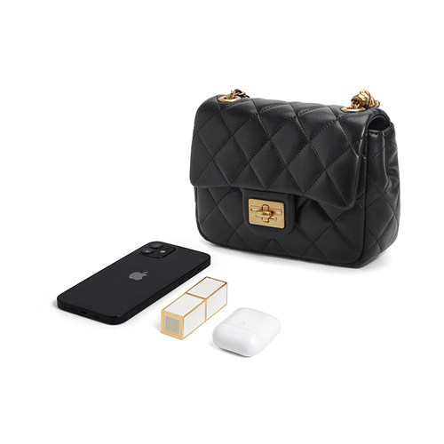 百丽包包女时尚百搭碎银几两羊皮真皮小香风链条包斜挎包X6917BX4 - 图3