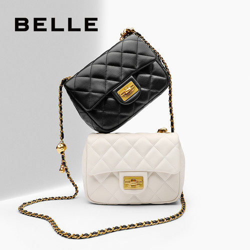 百丽包包女时尚百搭碎银几两羊皮真皮小香风链条包斜挎包X6917BX4 - 图0