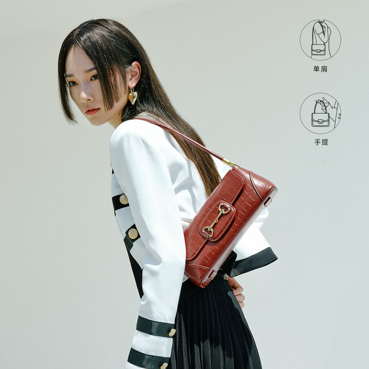 百丽腋下包女2021商场新款质感枕头 BELLE百丽箱包女士包袋