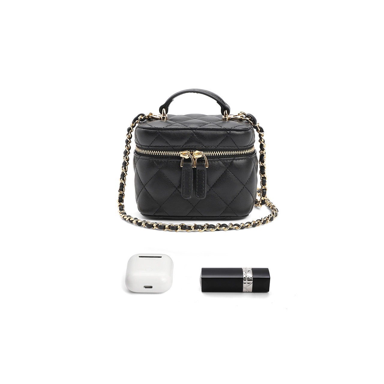 百丽甜美方盒菱格绗缝包女化妆包 BELLE百丽箱包女士包袋