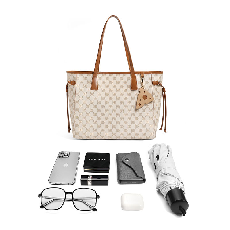 百丽女2023新款托特包老花感妈妈包 BELLE百丽箱包女士包袋