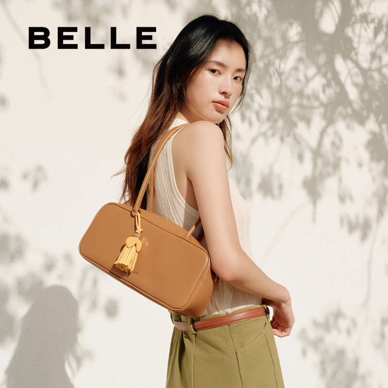 百丽包女2025秋季新品时髦复古通勤保龄球包单肩波士顿包BL838CX5,淘宝优惠券,粉丝福利购,淘宝优惠卷