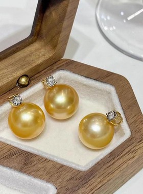 925银南洋浓金珍珠吊坠女王妃珍珠吊坠经典戴妃金珠吊坠锁骨链女