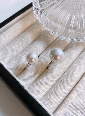 Fever博主同款ins小众925银澳白珍珠戒指女珍珠指环活口珍珠戒子